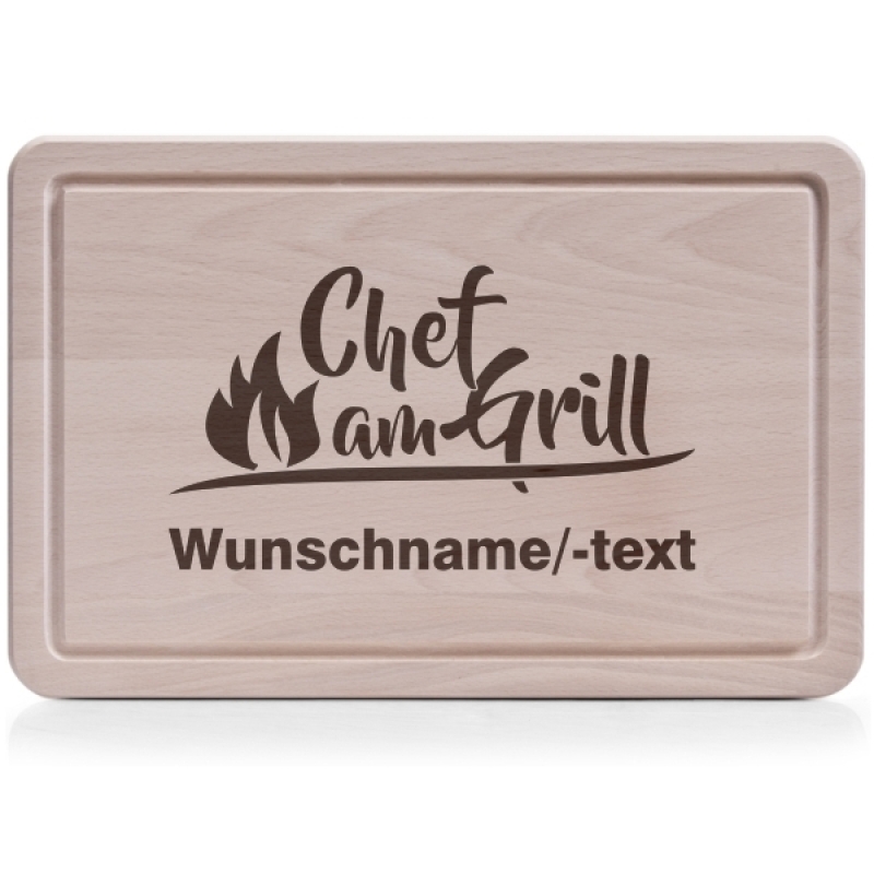 Schneidebrett Chef am Grill