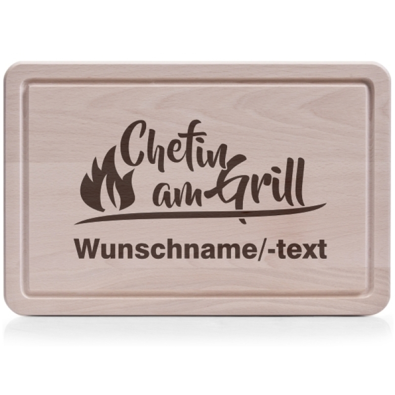 Schneidebrett Chefin am Grill